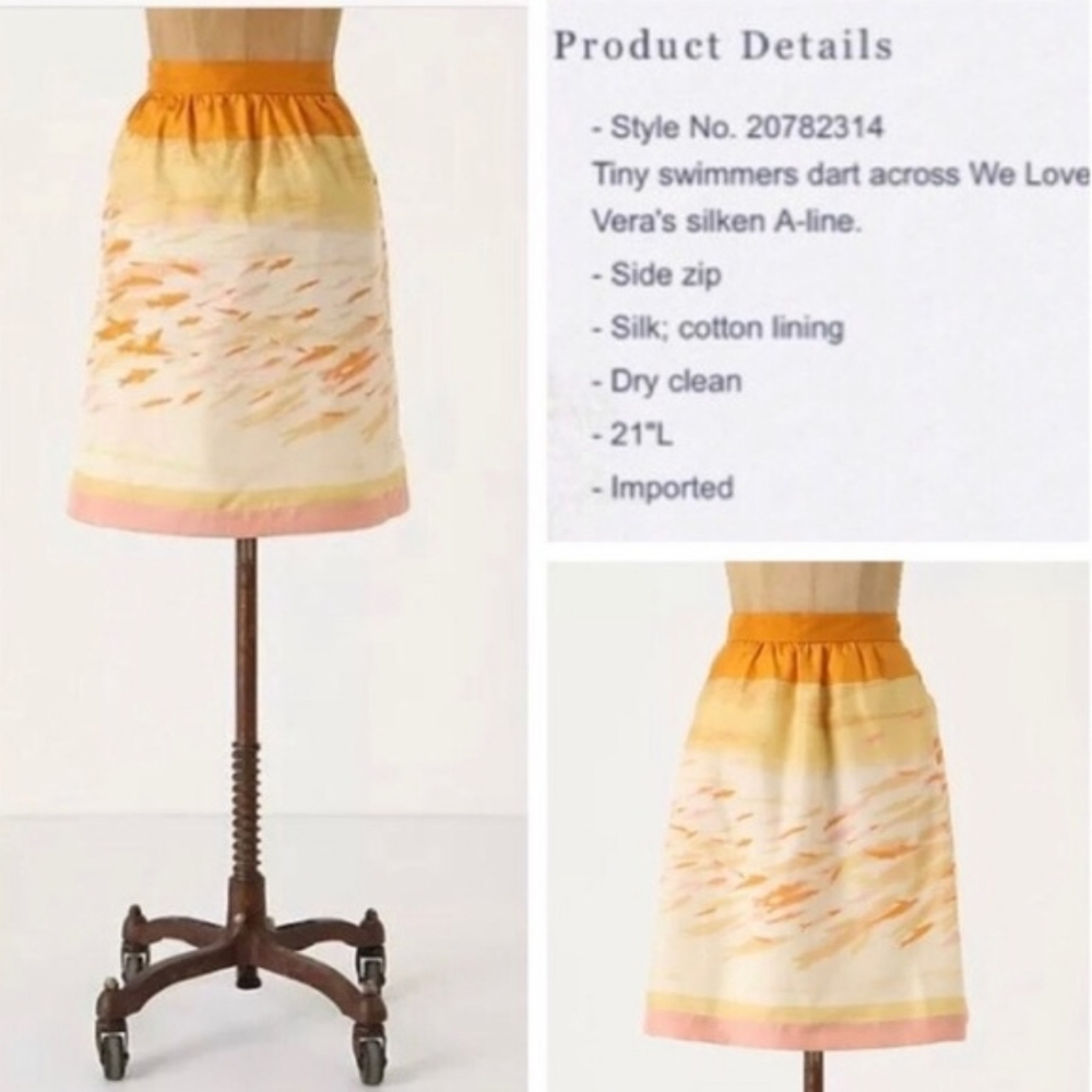 Anthropologie We Love Vera Fishbowl Silk Skirt 4